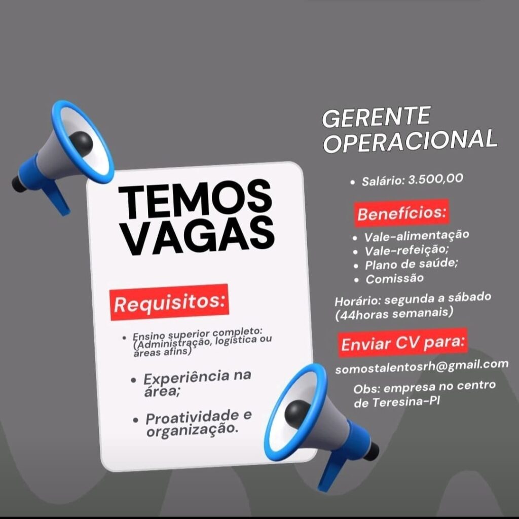 Vaga para Gerente Operacional