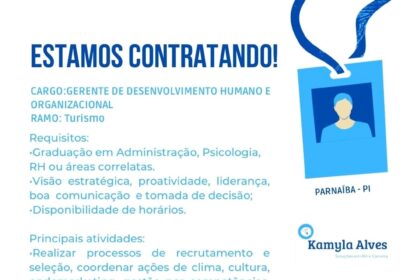 Vaga para Gerente de Desenvolvimento Humano e Organizacional