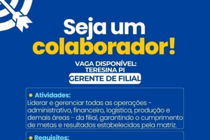 Vaga para Gerente de Filial