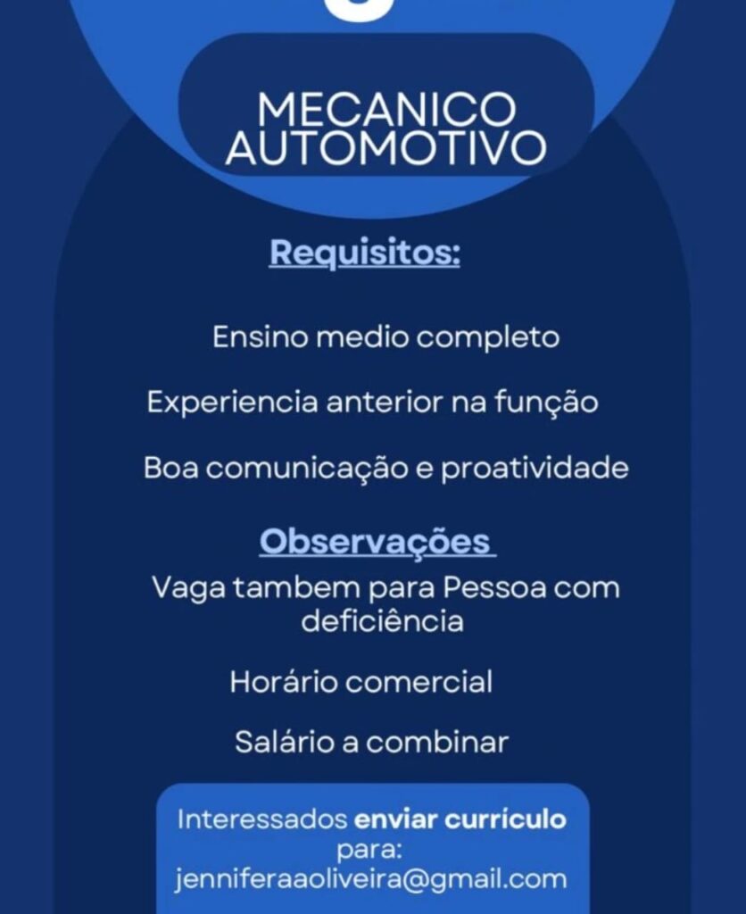 Vaga para Mecânico Automotivo