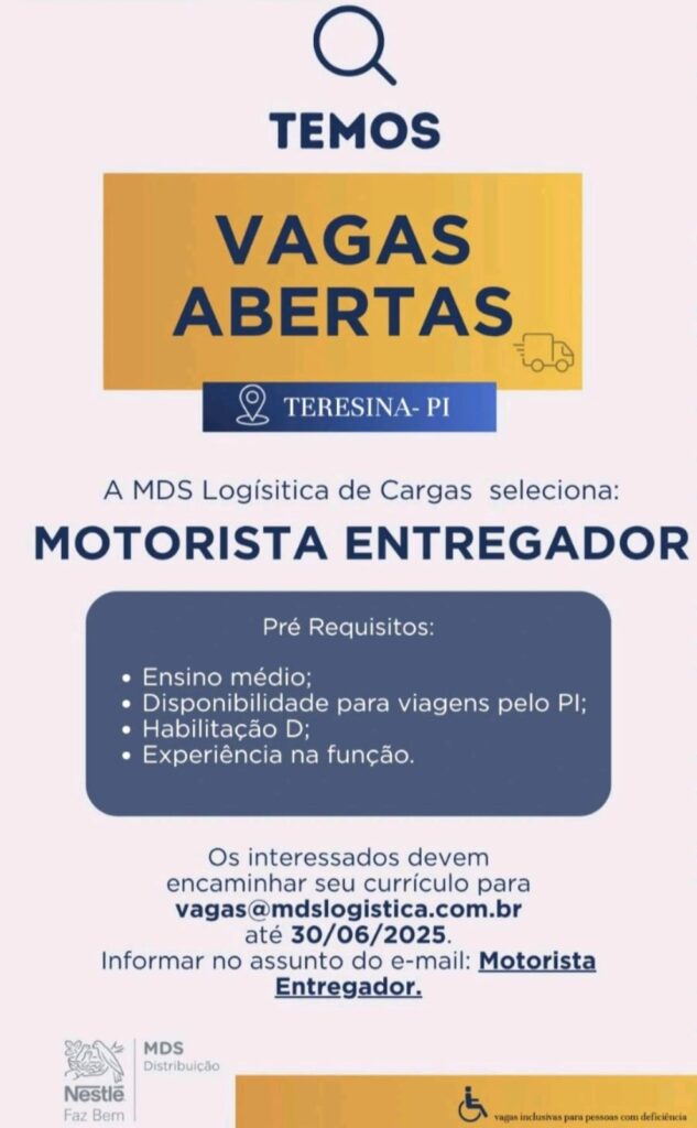 Vaga para Motorista Entregador
