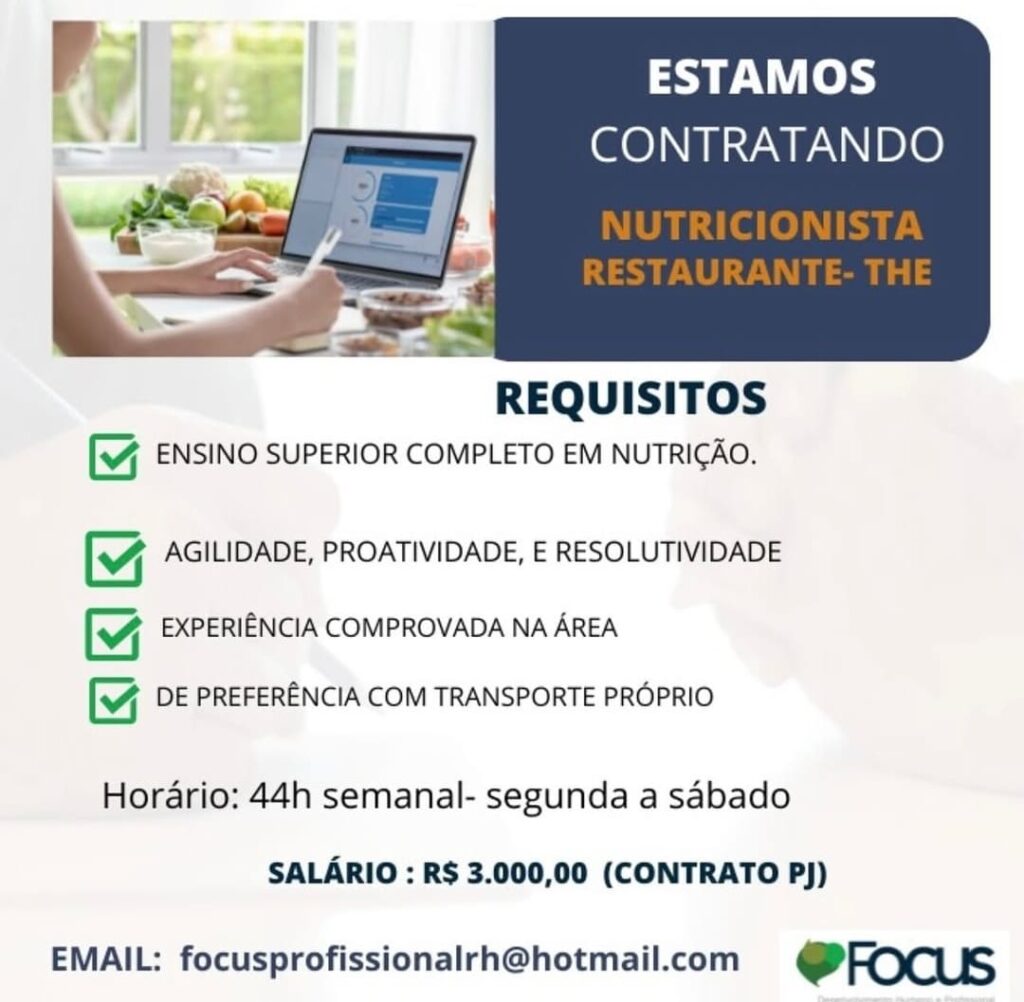 Vaga para Nutricionista