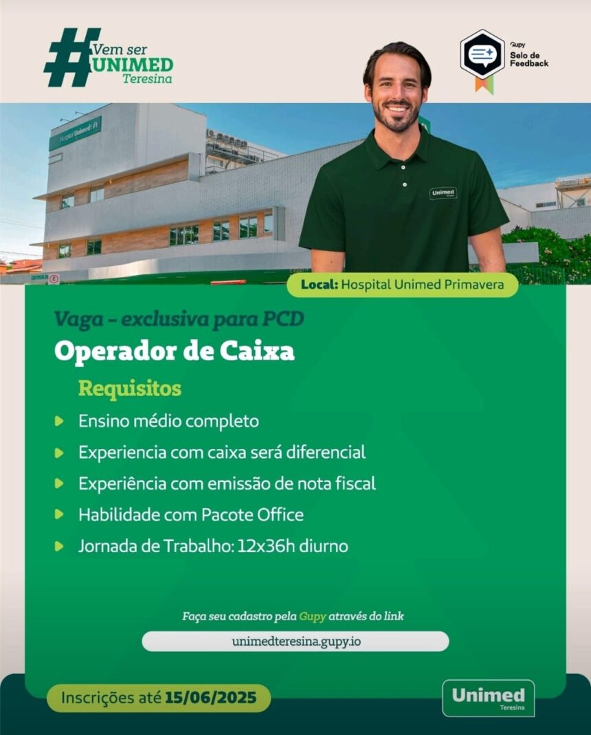 Vaga para Operador de Caixa (PCD)