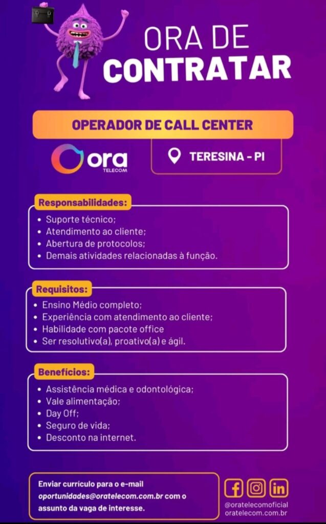 Vaga para Operador de Call Center