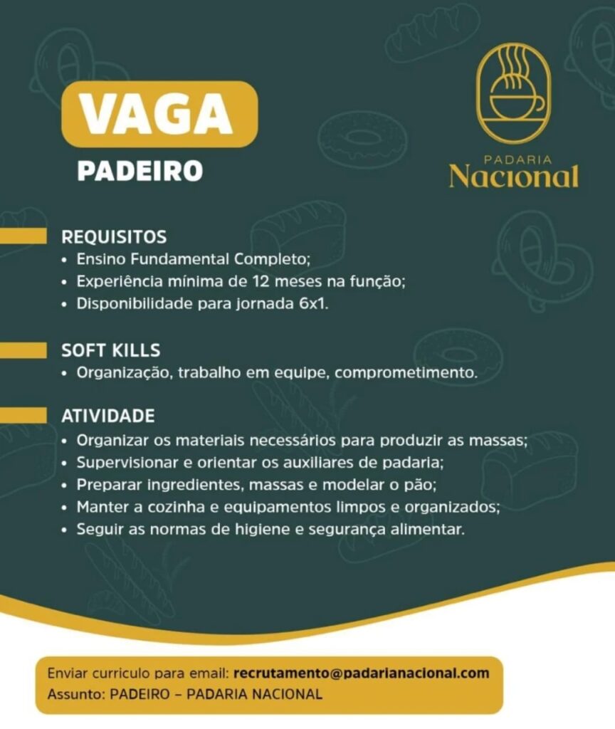 Vaga para Padeiro