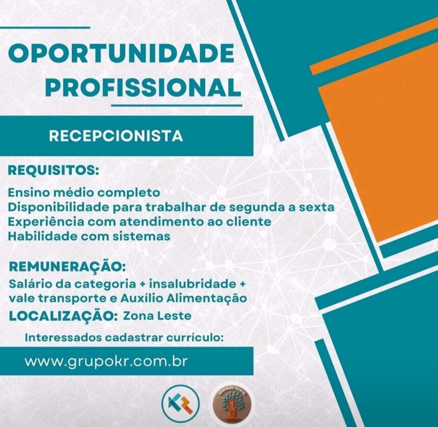 Vaga para Recepcionista