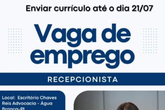 Vaga para Recepcionista
