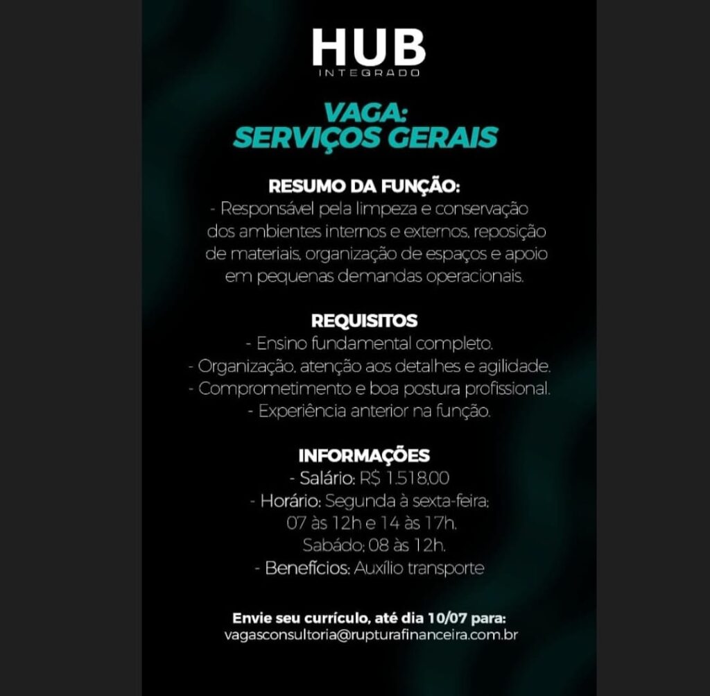 Vaga para Serviços Gerais