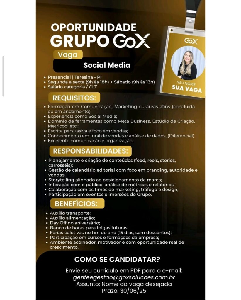 Vaga para Social Media