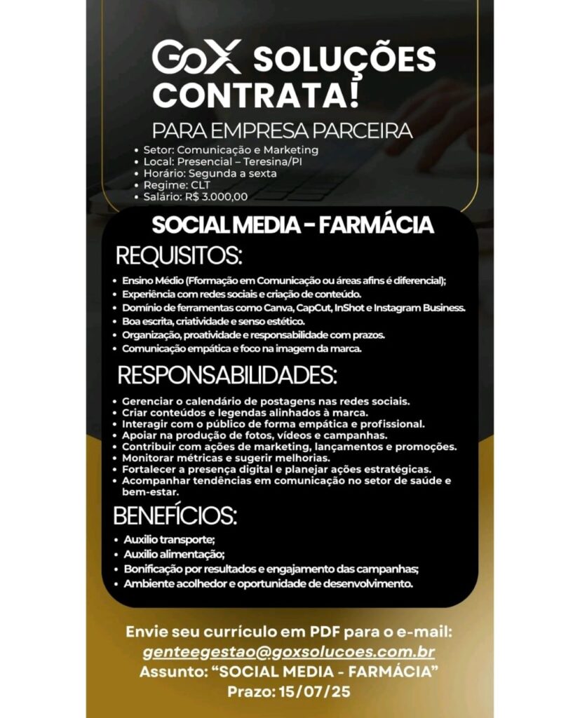 Vaga para Social Media