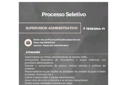 Vaga para Supervisor Administrativo