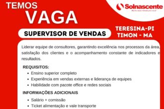 Vaga para Supervisor de Vendas