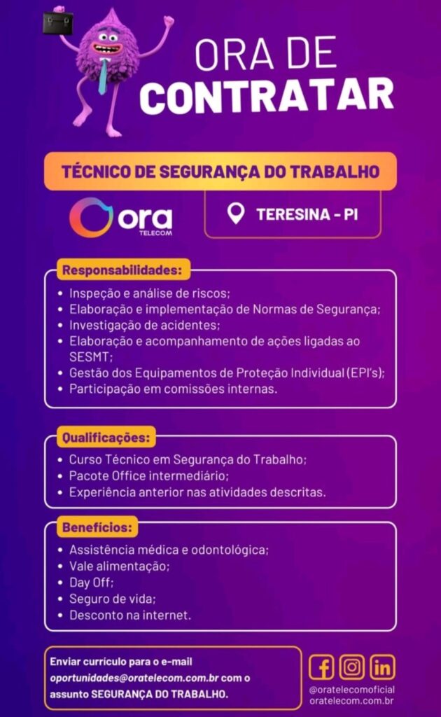 Vaga para Técnico de Segurança do Trabalho