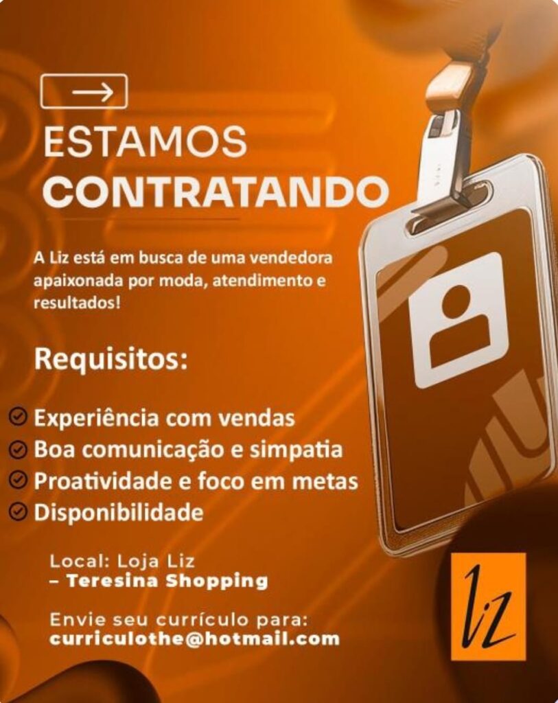 Vaga para Vendedora
