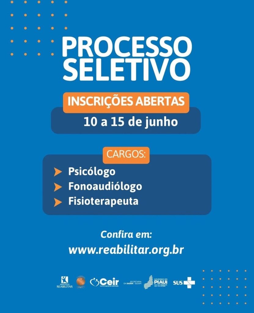 Vagas para Psicólogo, Fonoaudiólogo e Fisioterapeuta