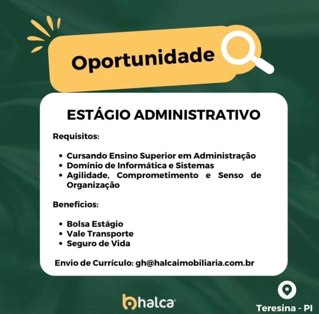 Vaga de Estágio para Administração