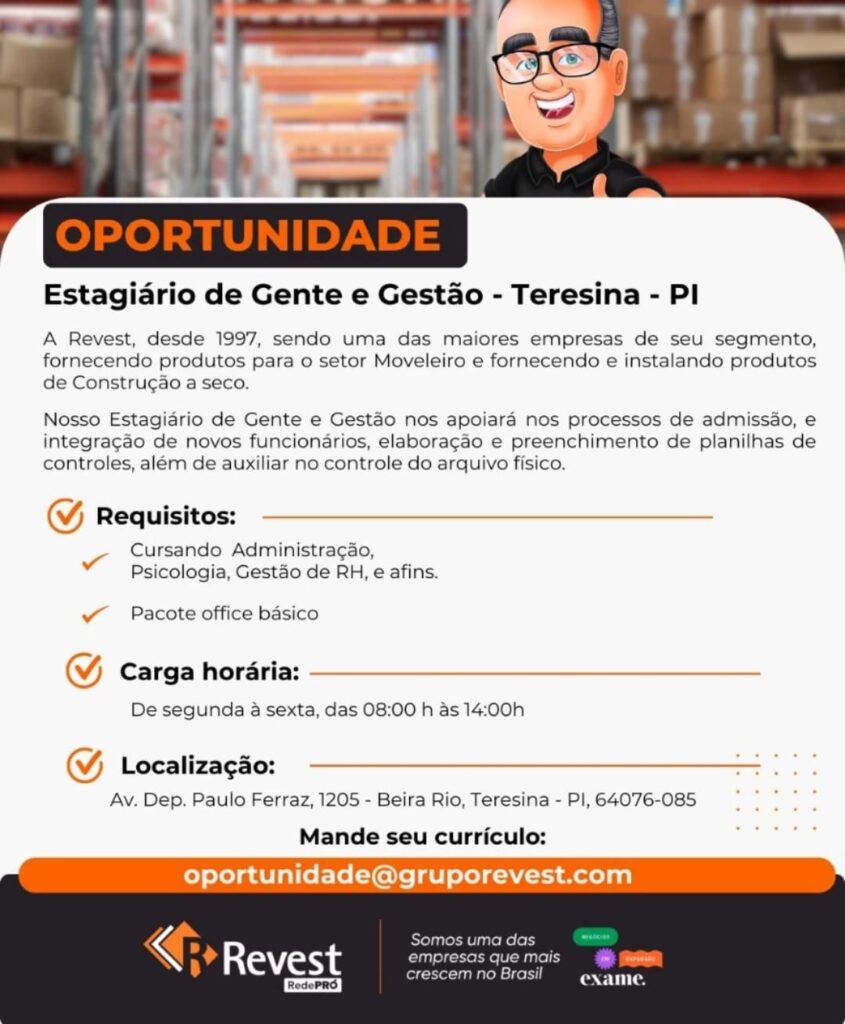 Vaga de Estágio para Gente e Gestão