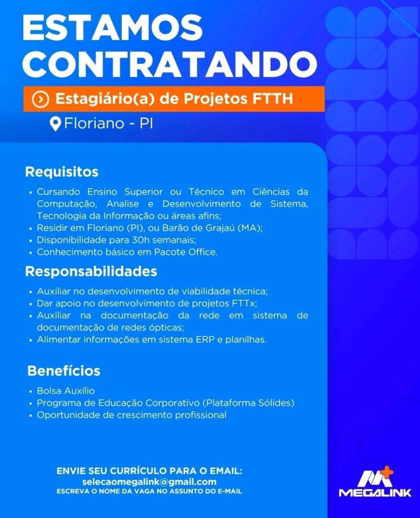 Vaga de Estágio para Projetos em Floriano
