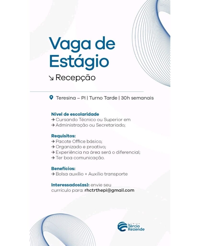 Vaga de Estágio para Recepção