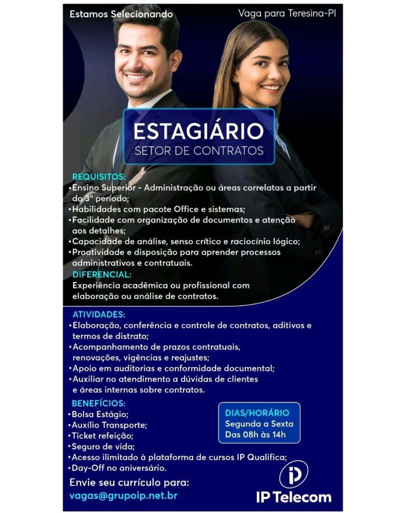 Vaga de Estágio para Setor de Contratos