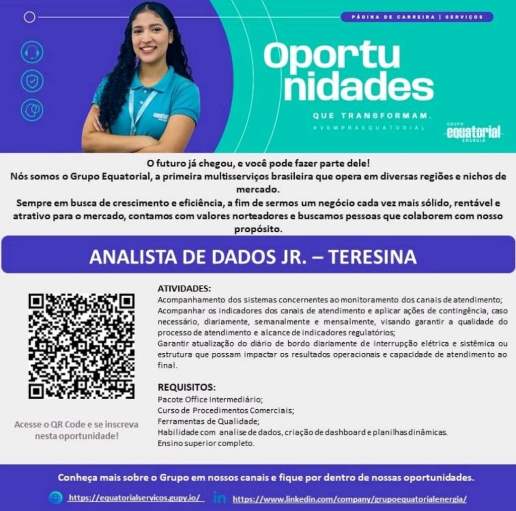 Vaga para Analista de Dados Jr