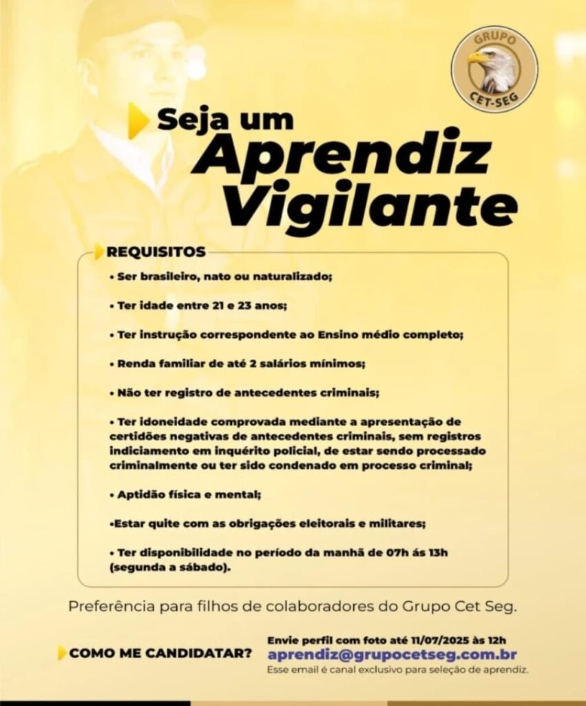 Vaga para Aprendiz Vigilante