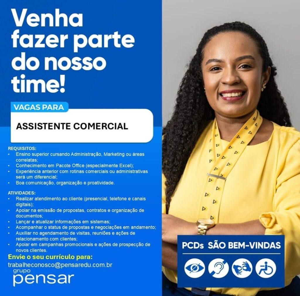 Vaga para Assistente Comercial