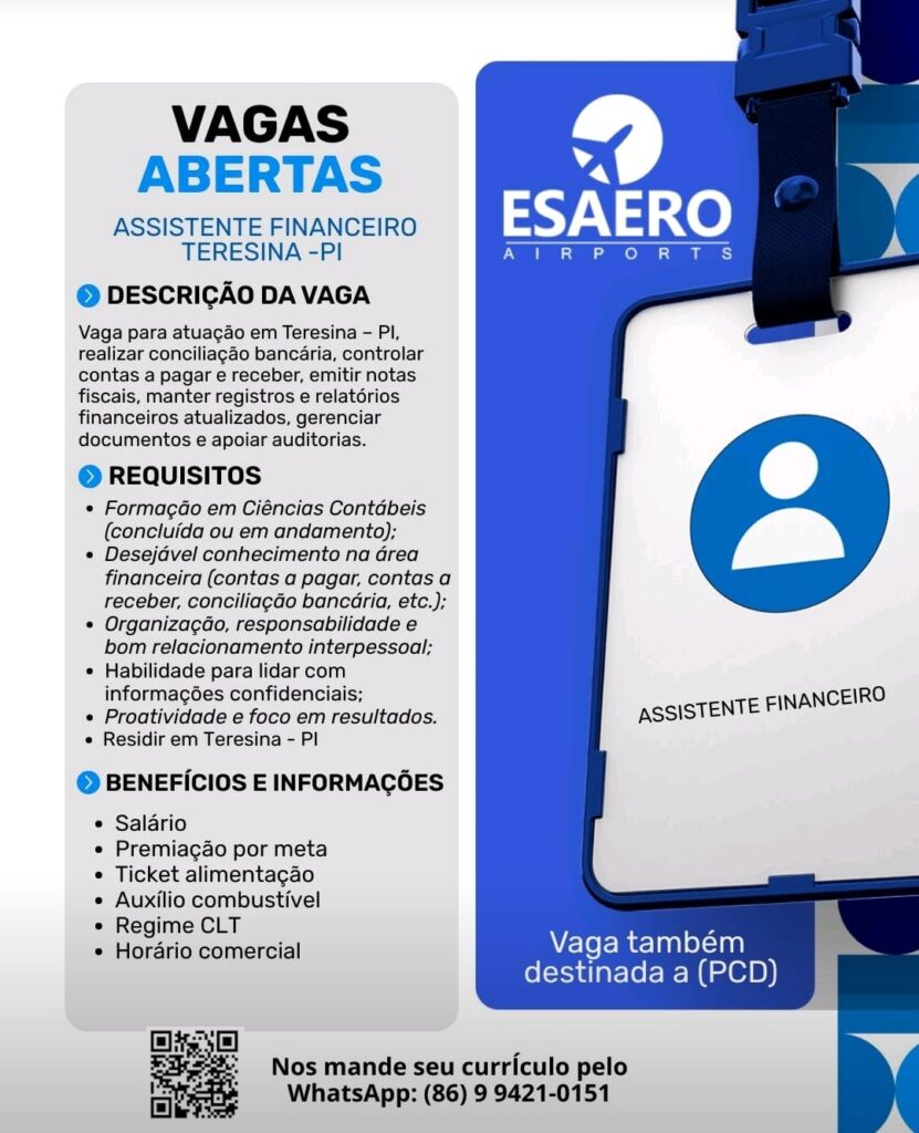 Vaga para Assistente Financeiro