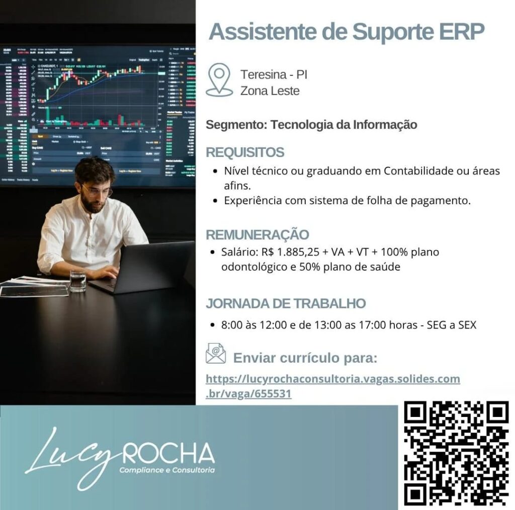 Vaga para Assistente de Suporte ERP