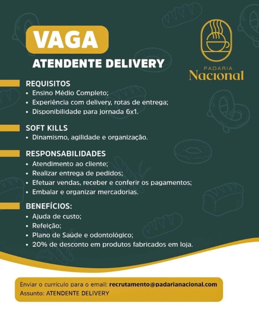 Vaga para Atendente Delivery