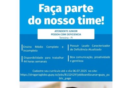 Vaga para Atendente Júnior (PCD)