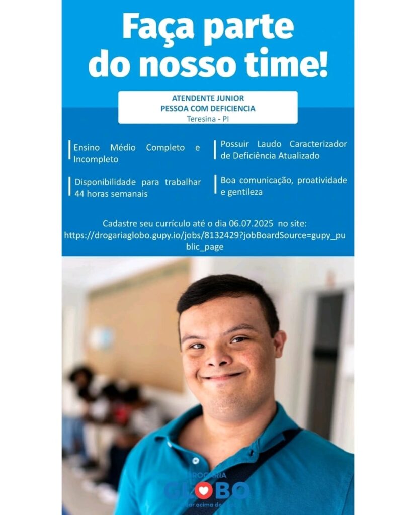Vaga para Atendente Júnior (PCD)