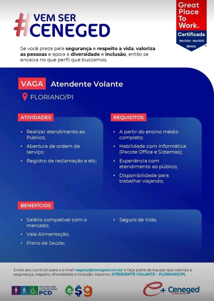 Vaga para Atendente Volante em Floriano