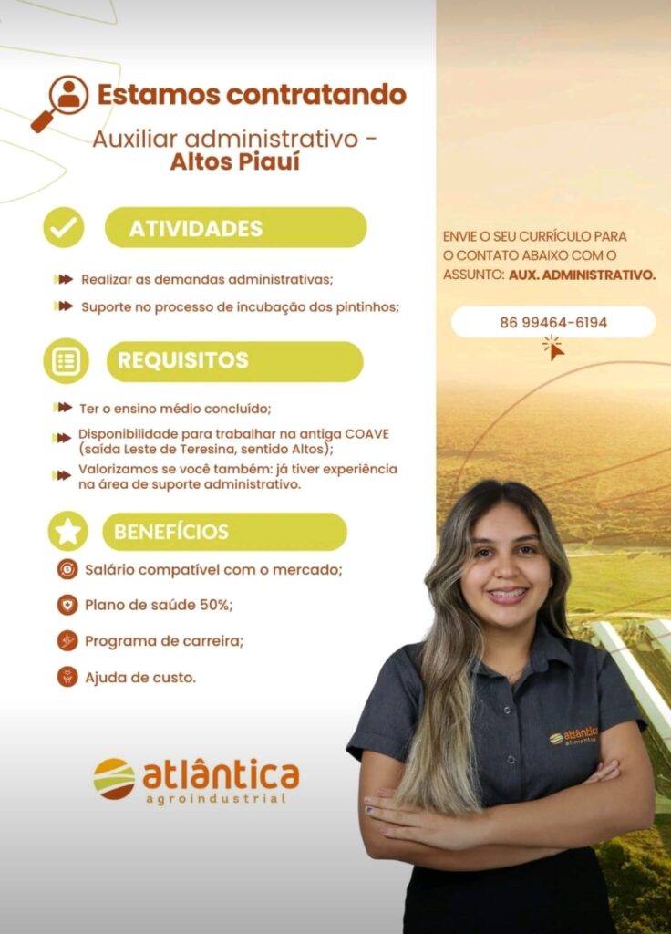 Vaga para Auxiliar Administrativo em Altos
