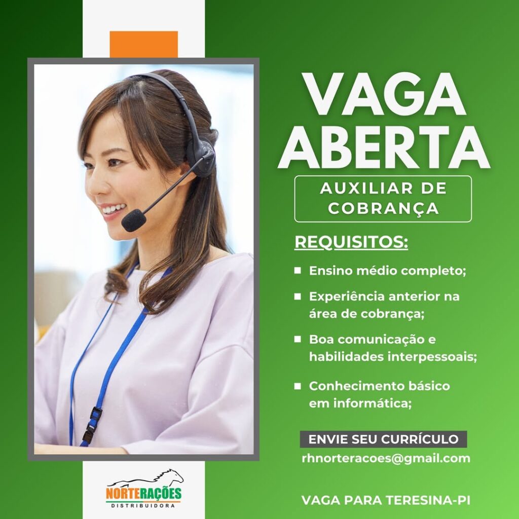 Vaga para Auxiliar de Cobrança 
