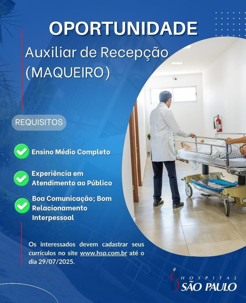 Vaga para Auxiliar de Recepção