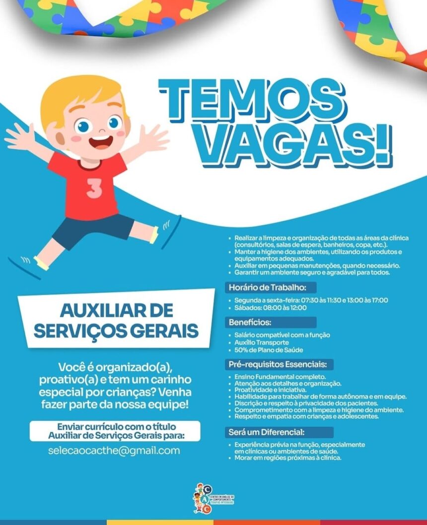 Vaga para Auxiliar de Serviços Gerais