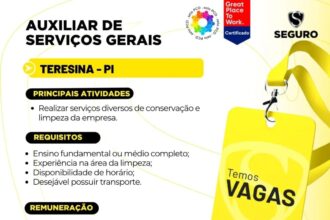 Vaga para Auxiliar de Serviços Gerais