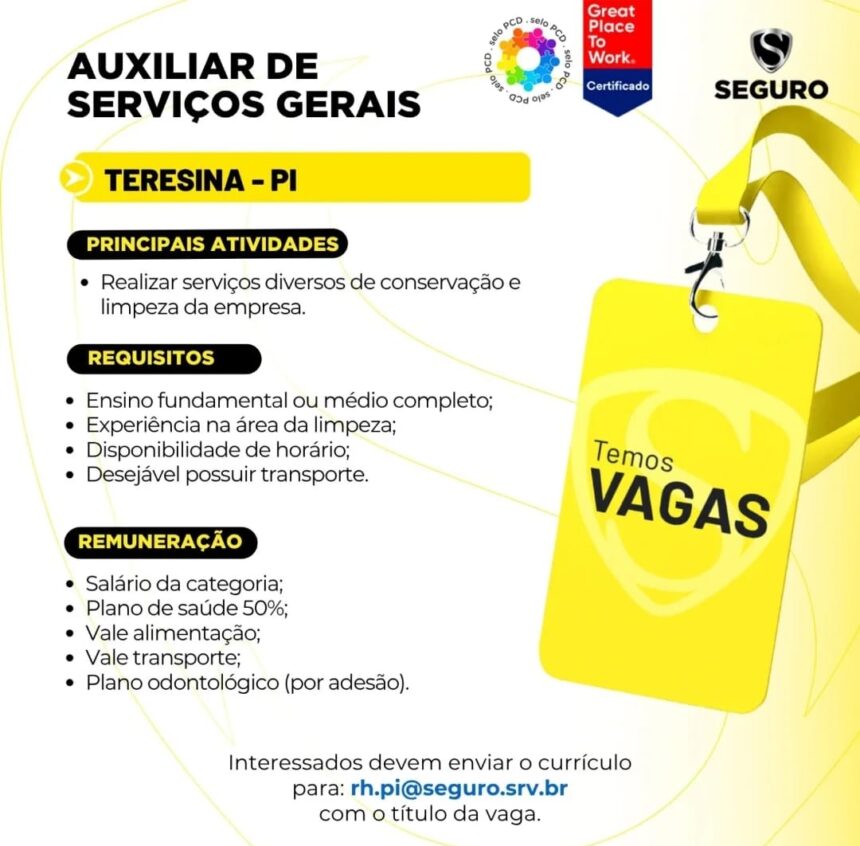 Vaga para Auxiliar de Serviços Gerais