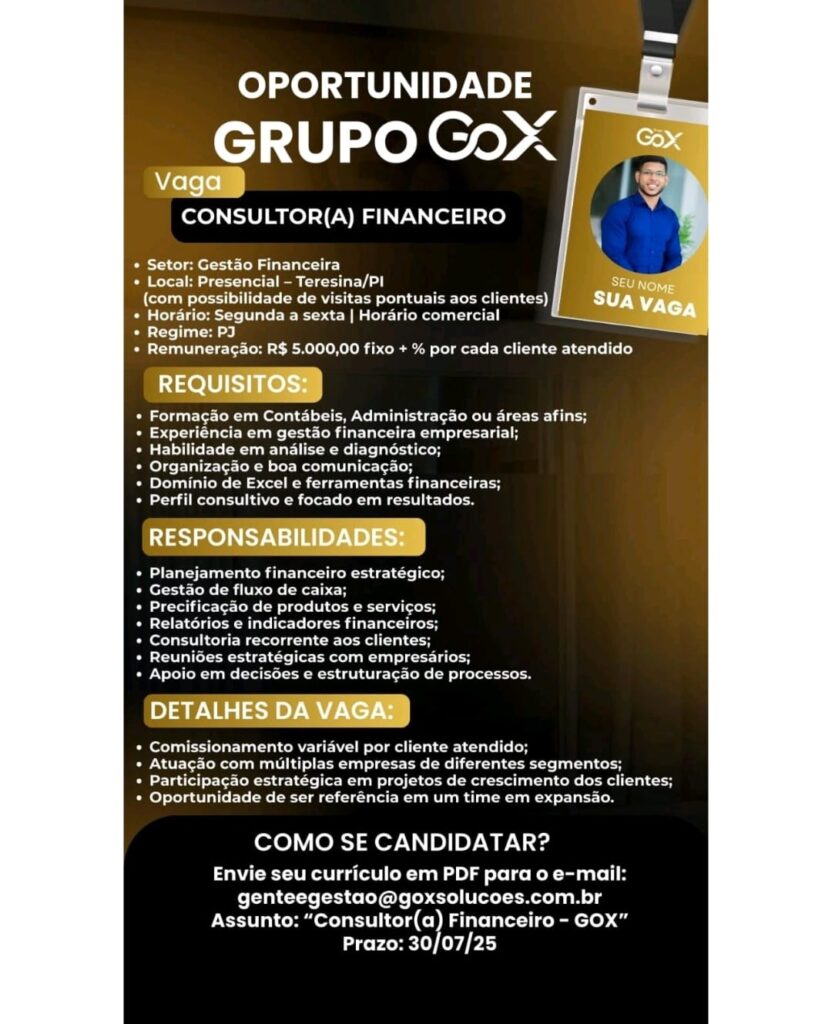 Vaga para Consultor(a) Financeiro