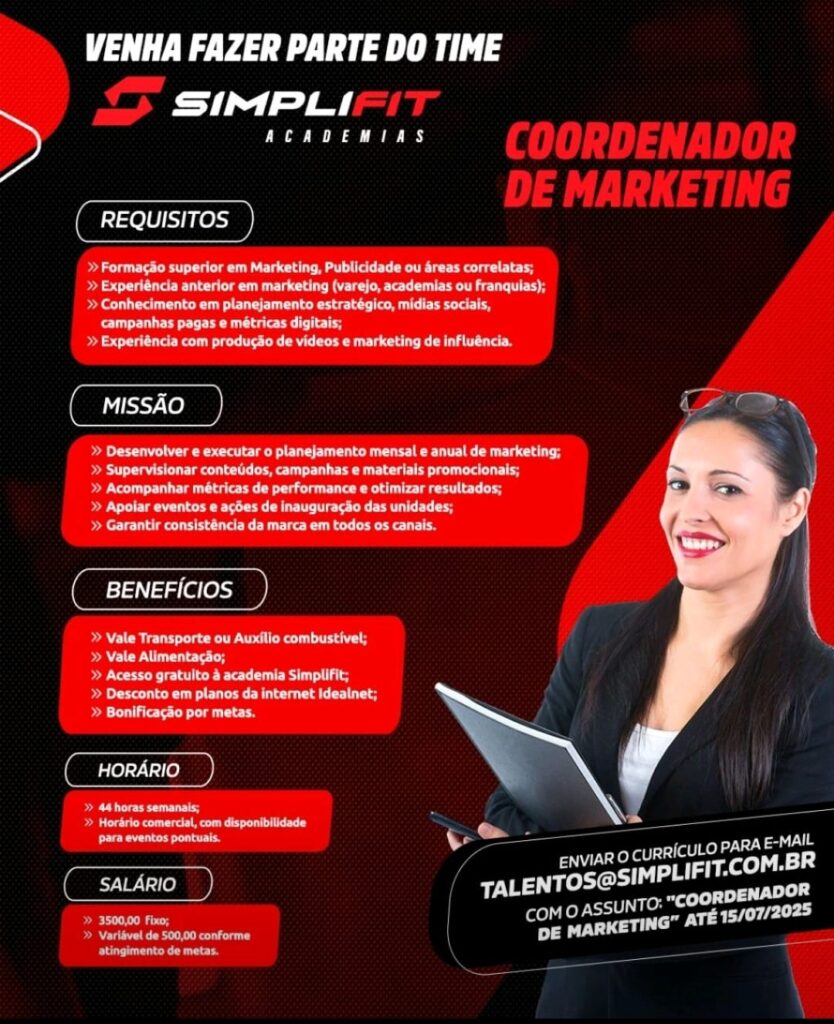 Vaga para Coordenador de Marketing