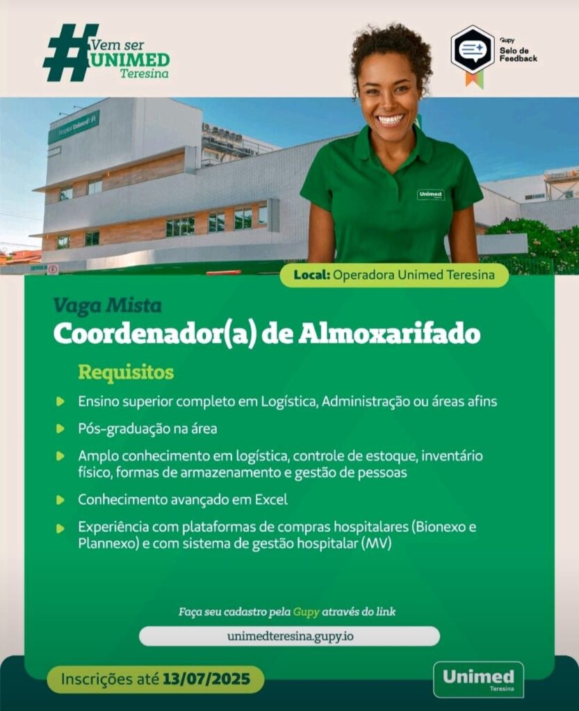 Vaga para Coordenador(a) de Almoxarifado