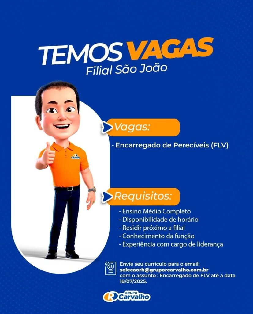 Vaga para Encarregado de Perecíveis (FLV)