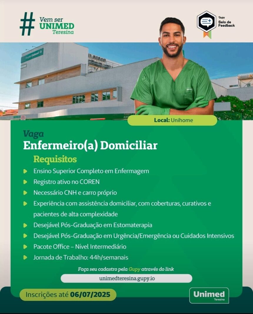 Vaga para Enfermeiro(a) Domiciliar