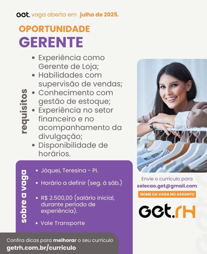 Vaga para Gerente