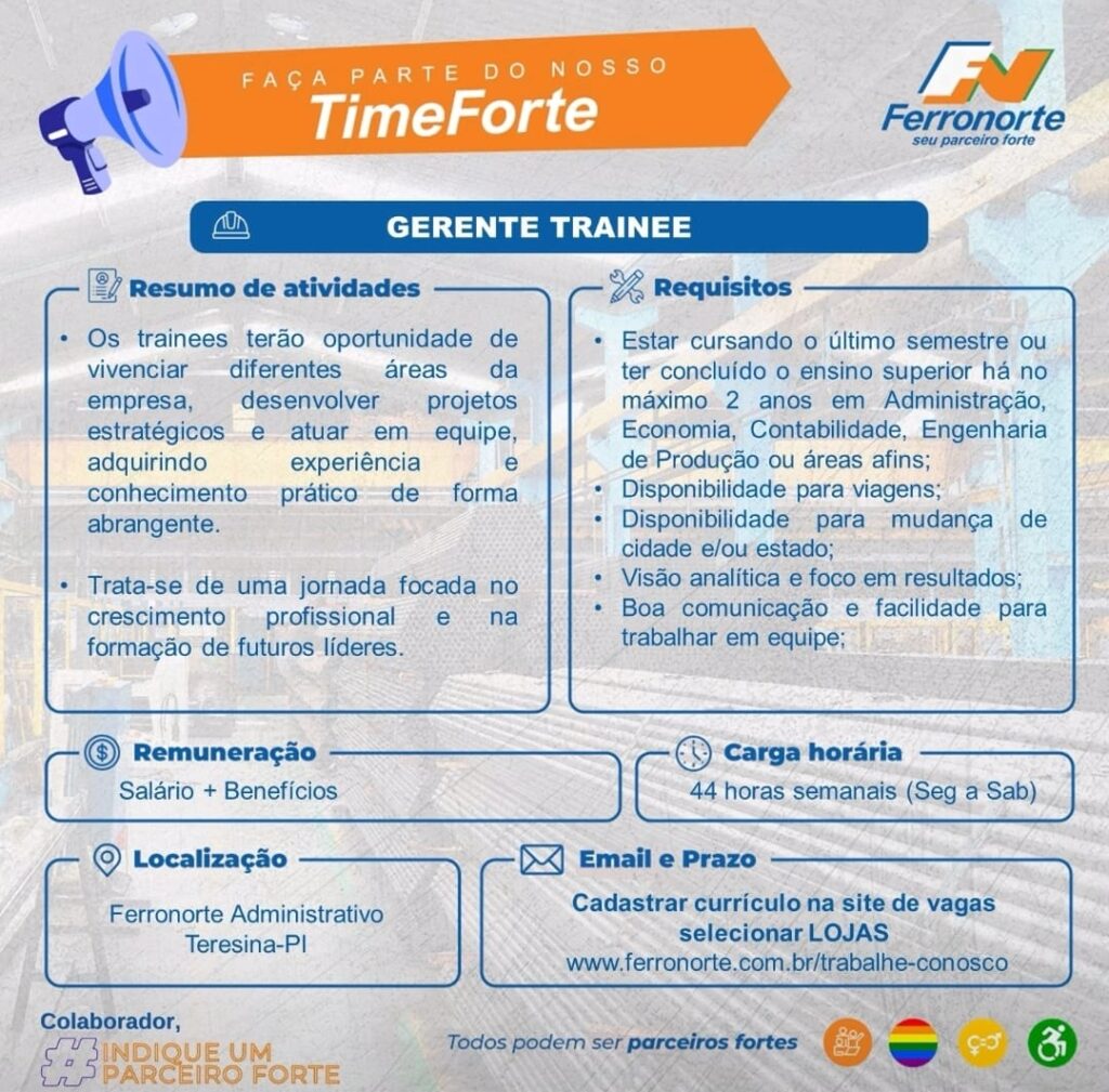 Vaga para Gerente Trainee