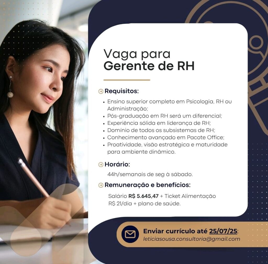 Vaga para Gerente de RH