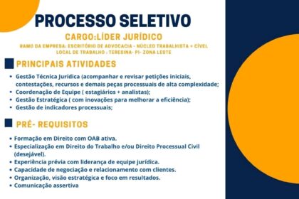Vaga para Líder Jurídico