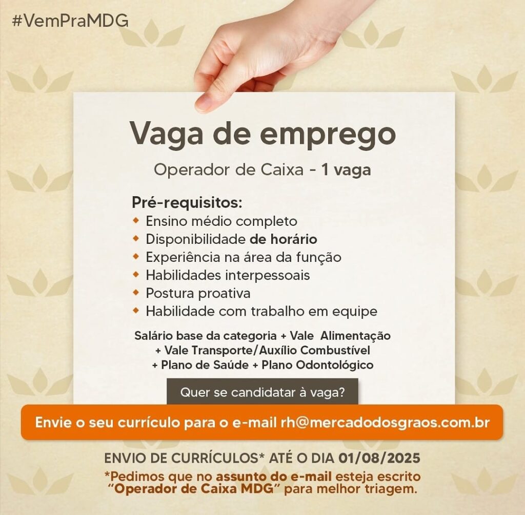Vaga para Operador de Caixa