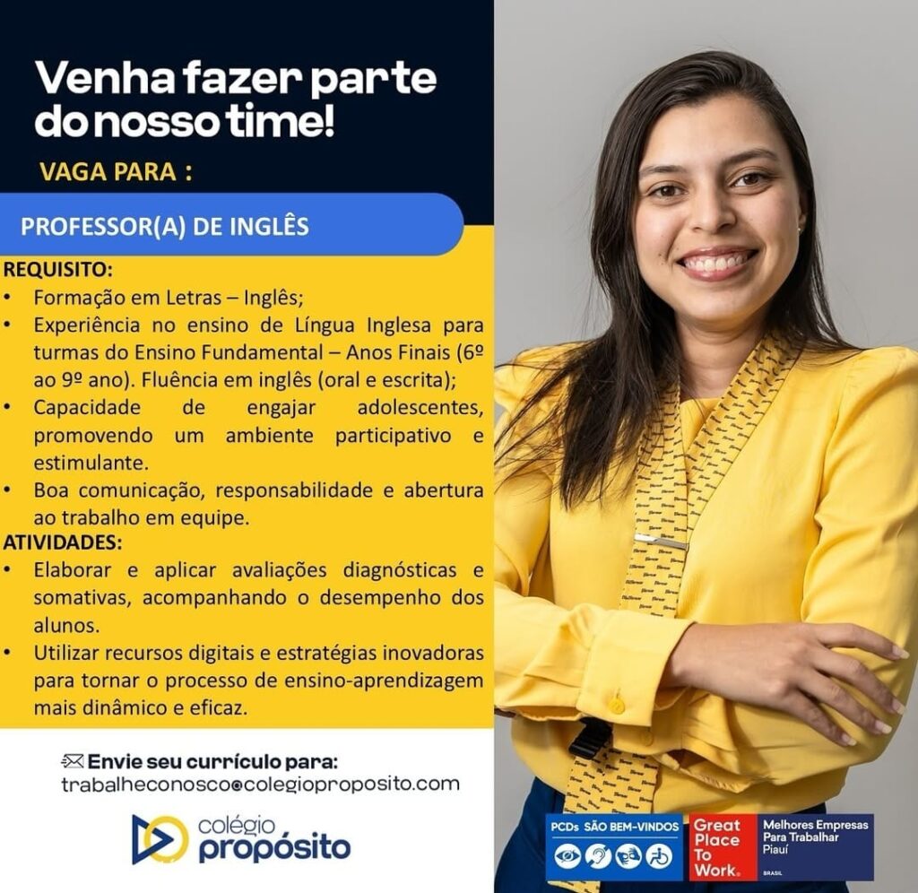 Vaga para Professor(a) de Inglês
